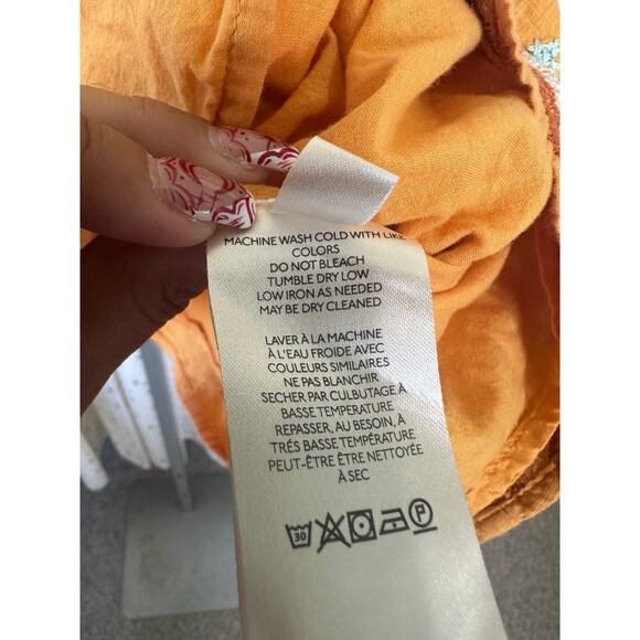 By Anthropologie 100% Cotton Embroidered Smocked Swing Self Tie Tank Top M - Picture 6 of 6